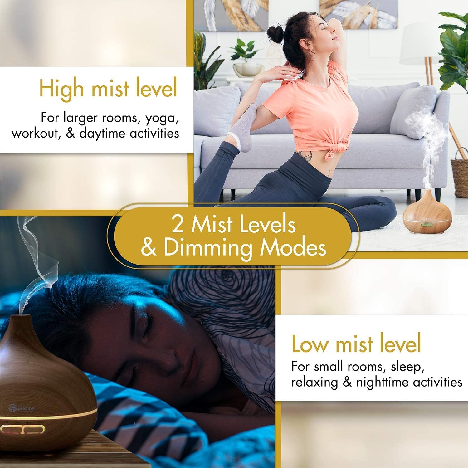 Essential Oil Diffuser - 550ml Capacity with Cleaning Kit & Measuring Cup, 18-Hour Runtime, 16 LED Light Settings, and Auto Power Off (Natural Oak)